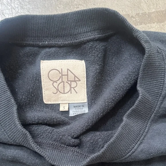 Black Cropped Sweatshirt with Subtle Eyelet Detail - Picture 2 of 3